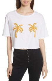 A L C  Teagan Palm Embroidered Crop Tee at Nordstrom