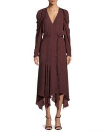 A L C  Tianna Snake-Print Long-Sleeve Wrap Dress at Neiman Marcus