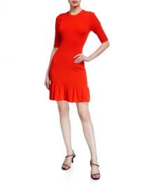 A L C  Vance Elbow-Sleeve Length Flounce Dress at Neiman Marcus