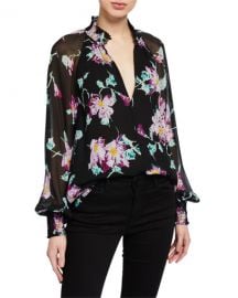 A L C  Venetia Floral High-Neck Keyhole Top at Neiman Marcus