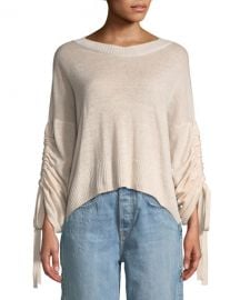 A L C  Zora Linen Cashmere-Blend Drawstring-Sleeve Sweater at Neiman Marcus