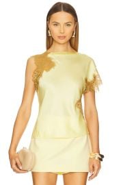A L C Alessia Satin Lace Top at Revolve