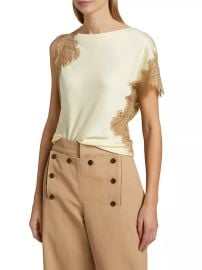 A L C Alessia Satin Lace Top at Saks Fifth Avenue