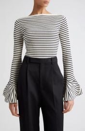 A L C Aster Stripe Flare Cuff Sweater at Nordstrom