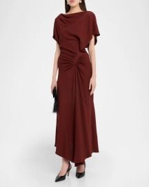 A L C Dena Draped Crepe Midi Dress at Neiman Marcus