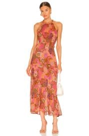 A L C Elara Tiered Floral Silk Midi Dress at Revolve