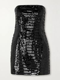 A L C Elsie Strapless Sequined Satin Mini Dress at Net a Porter