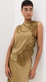 A L C Gracie Satin and Lace Sleeveless Top at Shopbop