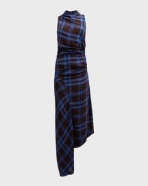 A L C Iggy Plaid Ruched Asymmetric Hem Dress at Neiman Marcus