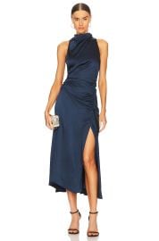 A L C Inez Ruched Satin Midi Dress at Revolve