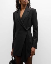 A L C Juliet Pleated Long Sleeve Blazer Dress at Neiman Marcus