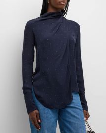 A L C Luna wrap effect crystal embellished silk chiffon blouse at Neiman Marcus