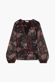 A L C Mac printed metallic silk blend chiffon blouse at The Outnet