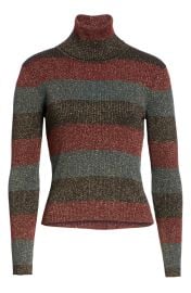 A L C Mariel Metallic Stripe Turtleneck Sweater at Nordstrom