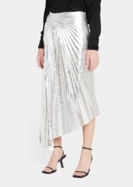 A L C Tori Metallic Vegan Leather Midi Skirt at Bergdorf Goodman