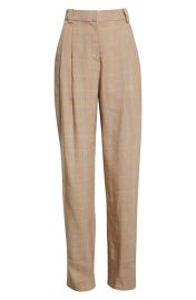 A.L.CFynn Plaid High Waist Linen Blend Trousers at Nordstrom