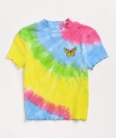 A-Lab Curly Butterfly Rainbow Tie Dye T-Shirt at Zumiez