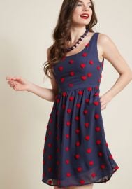 A-Line Dress with Pockets and Heart Appliques at ModCloth