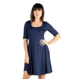 A Line Knee Length Dress Elbow Length Sleeves-black-s Target at Target