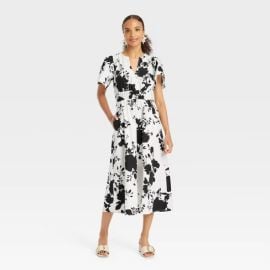 A New Day Flutter Short Sleeve Poplin Midi A Line Dress at Target