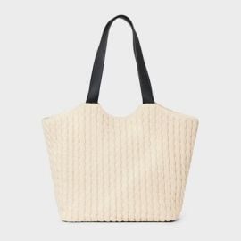 A New Day Quilted Shopper Tote Handbag Bag Carryall Magnetic Closure Beige eBay at eBay