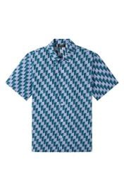 A.P.CLloyd Penguin Print Short Sleeve Button-Up Shirt in Light Blue Size Xx-Large at Nordstrom