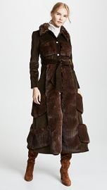 A W A K E  Faux Fur And Corduroy Belted Coat at Shopbop