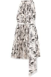 A W A K E  MODE - Doric asymmetric pleated printed faille dress at Net A Porter