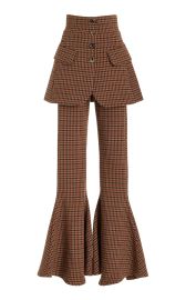 A W A K E MODE Layered checked tweed flared pants at Moda Operandi