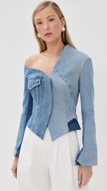 A W A K E MODE Upcycled Denim Off Shoulder Jacket at Shopbop