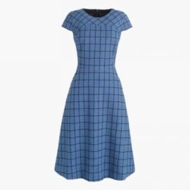 A-line dress in windowpane tweed at J. Crew