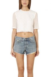 A.L.C. Fremont Eyelet Crop Top at Blue and Cream