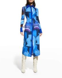 AAIZEL Abstract Point-Collar Shirtdress at Neiman Marcus