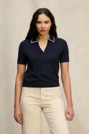 ABELA LUXE COTTON CASHMERE SWEATER POLO Velvet by Graham amp Spencer at Velvet by Graham & Spencer