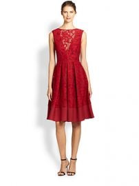 ABS - Flared Lace Overlay Dress at Saks Fifth Avenue