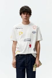 ABSTRACT PRINT T-SHIRT - Oyster White   United States at Zara