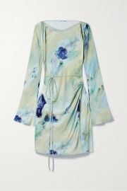 ACNE STUDIOS Cutout tie-dyed floral-print crepe mini dress NET-A-PORTER at Net a Porter