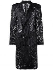 ADAM SELMAN DOUBLE BREASTED TRENCH COAT - BLACK at Farfetch