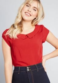 ADORABLE AROUND THE EDGES COLLARED TOP at Modcloth