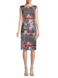 ADRIANNA PAPELL - FLORAL CAP-SLEEVE SHEATH DRESS at Lord & Taylor