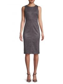 ADRIANNA PAPELL - SCUBA SUEDE SHEATH DRESS at Lord & Taylor