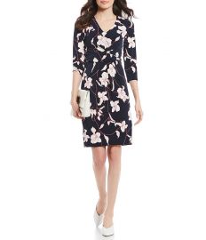 ADRIANNA PAPELL FLORAL PRINT CREPE KNIT SHEATH DRESS at Dillards