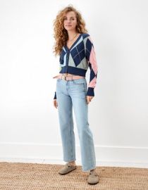 AE Cropped Argyle Button-Up Cardigan at American Eagle