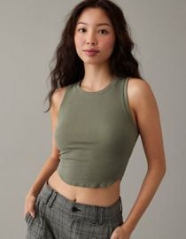 AE Cropped High Neck Daily Fave Tank Top at American Eagle