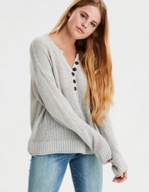 AE Oversized Henley Pullover Sweater at American Eagle