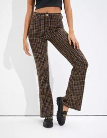 AE Stretch Plaid Super High-Waisted Flare Pant at American Eagle