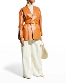 AERON Bocon Belted Leather Jacket at Neiman Marcus