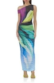 AFRM Biona One-Shoulder Ruched Mesh Maxi Dress at Nordstrom
