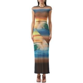 AFRM Cody Print Cap Sleeve Mesh Maxi Dress at Nordstrom
