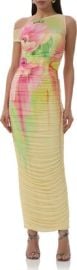 AFRM Dresses Afrm Oneshoulder Floral Maxi Dress In Yellow Pink And Green Poshmark at Poshmark